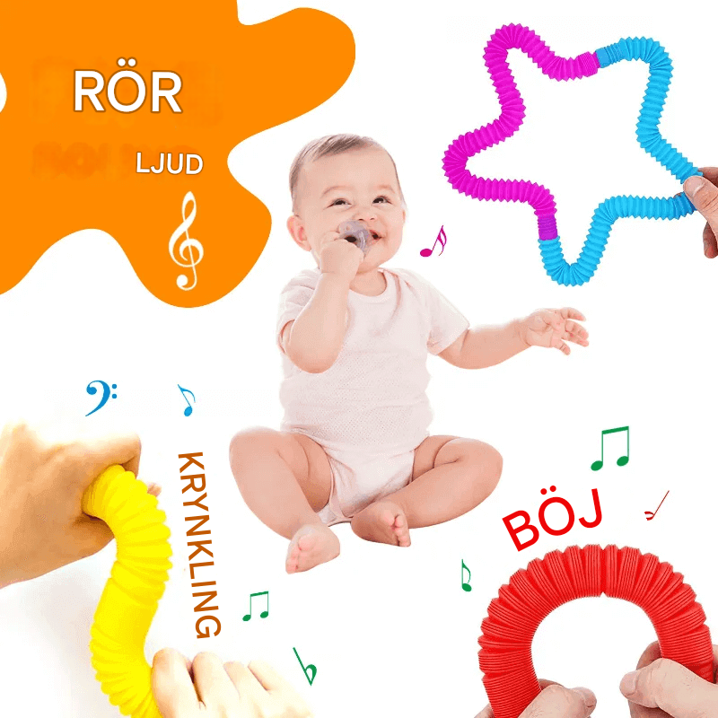 Färgglad Poprörleksak – Sensorisk och Sträckbar Lek för Barns Kreativitet och Motorik