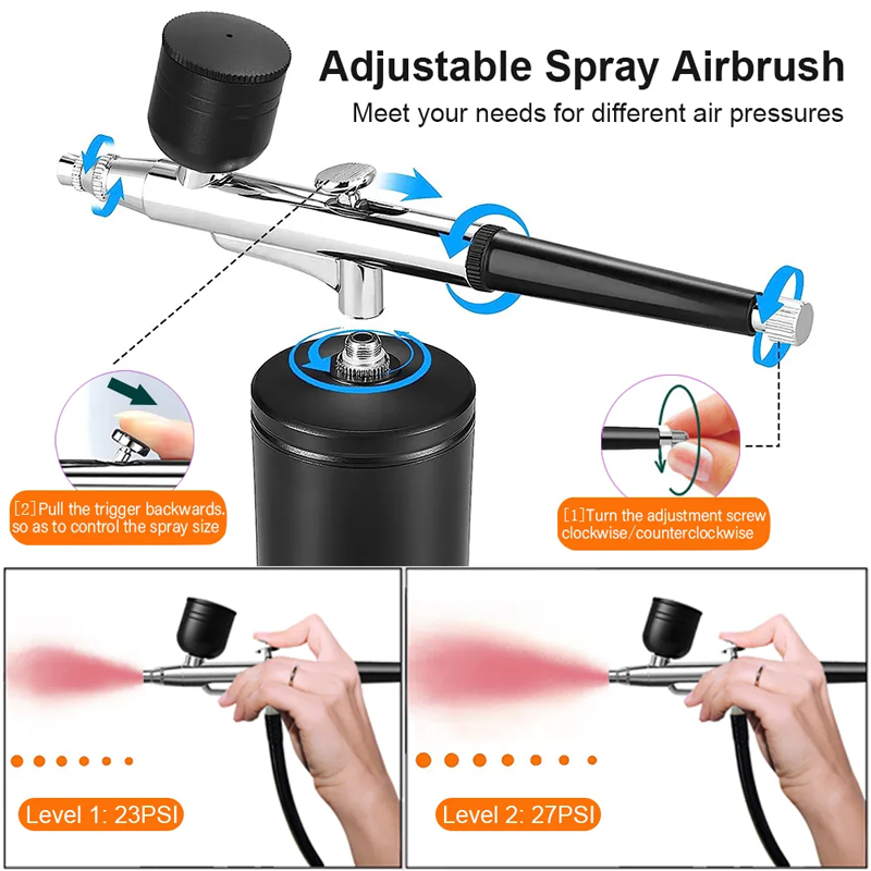 Aérographe sans fil avec pistolet à double action