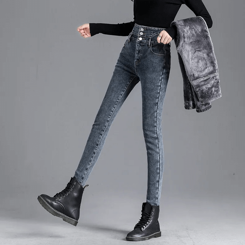 Jean d'hiver thermique à taille haute