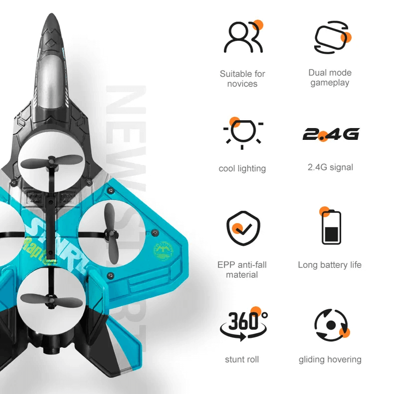 RC Stridsflygplan i Tåligt EPP Skum med LED-ljus | Fjärrstyrt Flygplan 2.4GHz för Nybörjare & Barn – Modellflyg med 360° Loop & Lång Flygtid