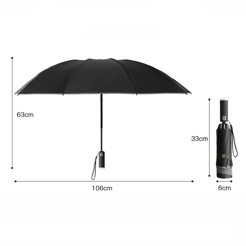 Parapluie pliable avec lampe de poche LED