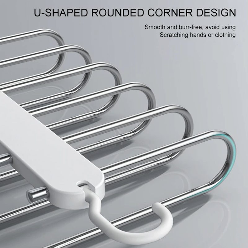 6-i-1 Hopfällbar Byxhängare i Rostfritt Stål | Multifunktionell Klädhängare för Garderob & Resa – Spara Utrymme med Justerbara Lager