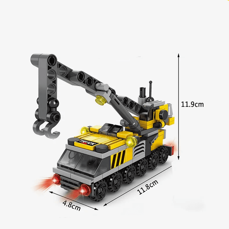Intelligensutvecklande 6 i 1 Byggklossar – Brandbil, Polisbil och Ingenjörsfordon