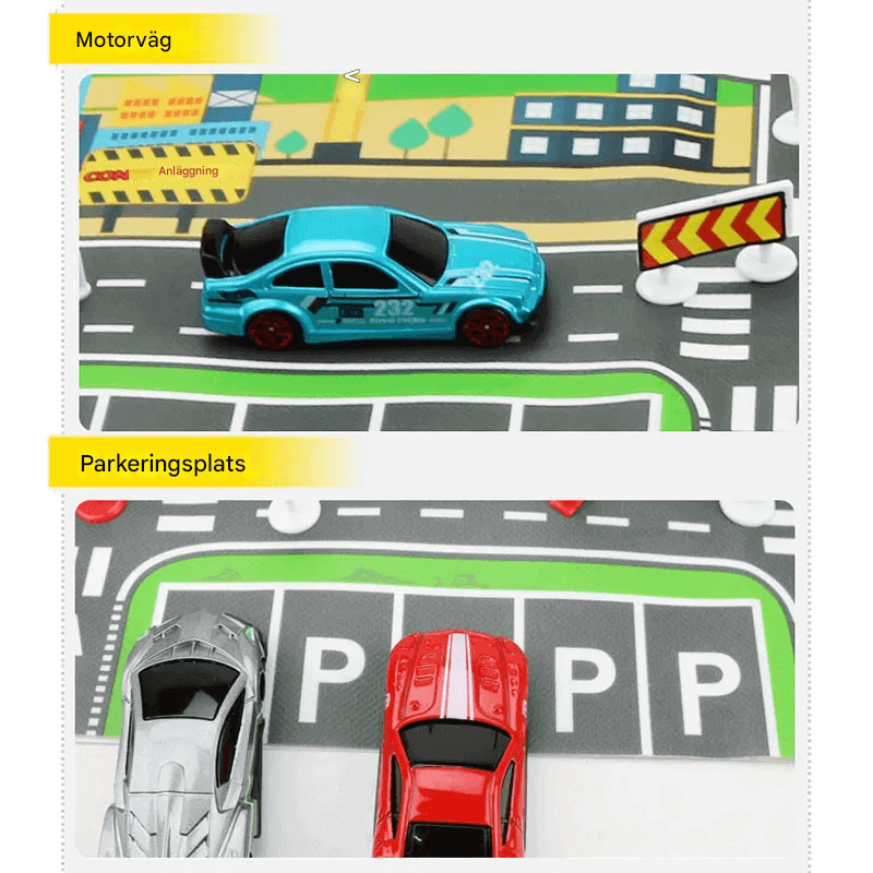 Stadsinspirerad Lekmatta – Vägkartaplansch för Kreativ och Pedagogisk Lek