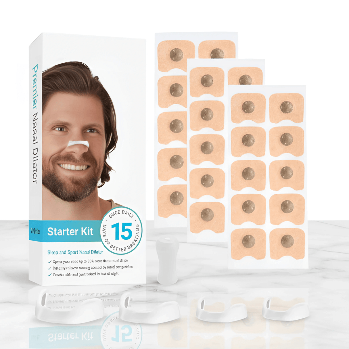 AirNite – Anti-Snarkningskit i Svart eller Vitt med Näsklipp & Andningstabs för Bättre Nässandning