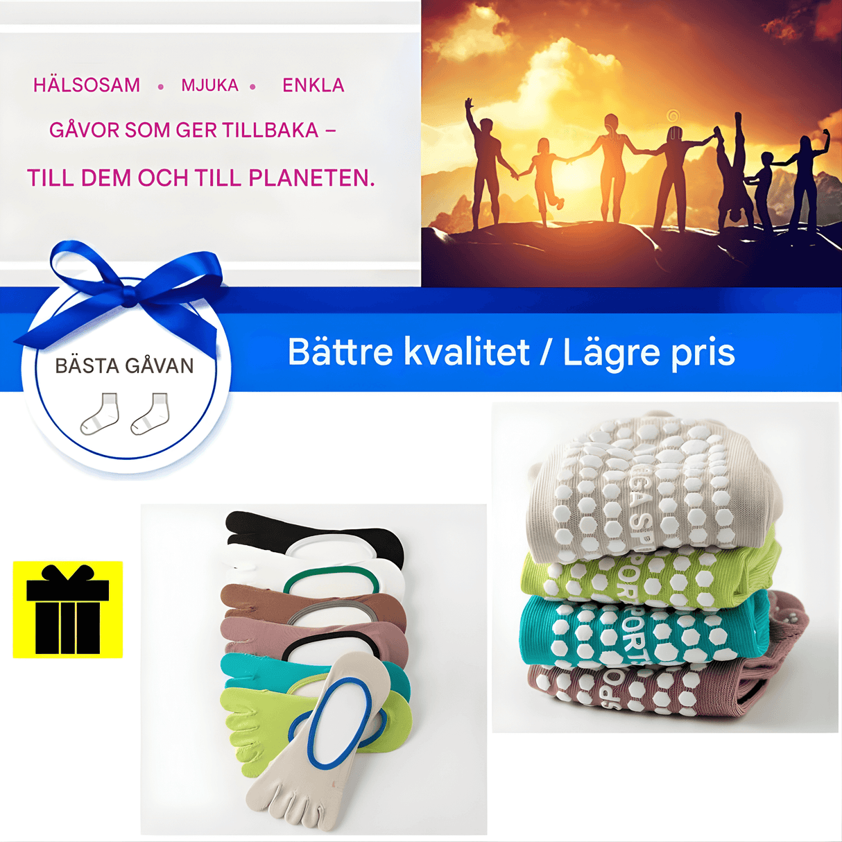 YogiGrip – Fem-Tå Yoga Strumpor med Halkskydd & Andningsbar Komfort för Kvinnor