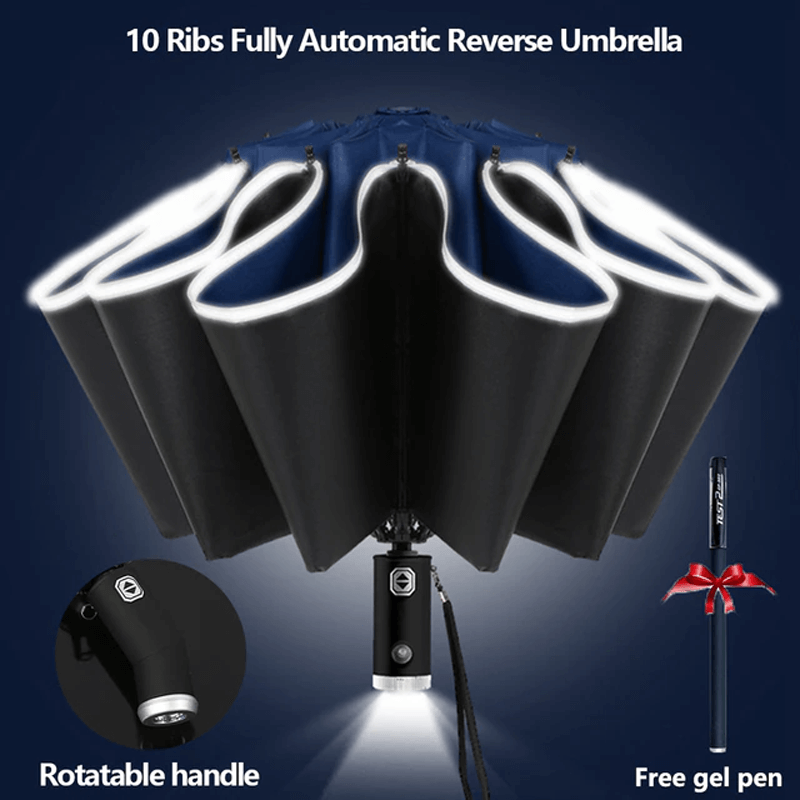Parapluie pliable avec lampe de poche LED