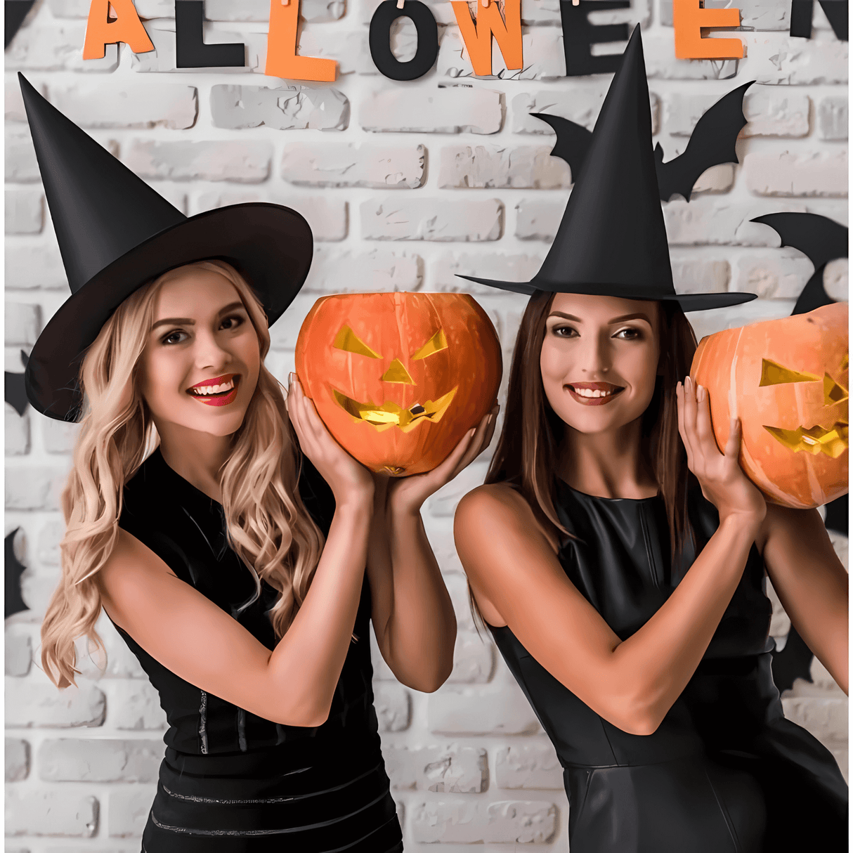WitchGleam – Hopfällbar Halloweenhäxhatt i Svart Polyester för Maskerad, Party & Dekoration