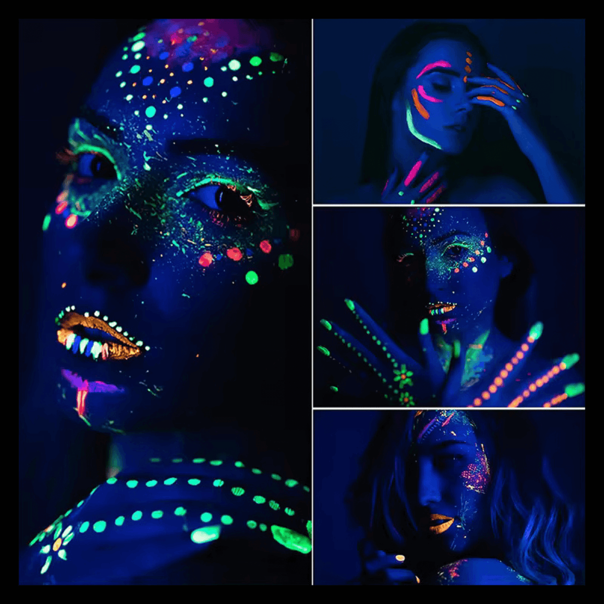 NeonAura – Halloween Neon Fluorescerende UV Body Paint Sett for Ansikt og Kropp, Glød i Mørket, Party & Festivalfarge