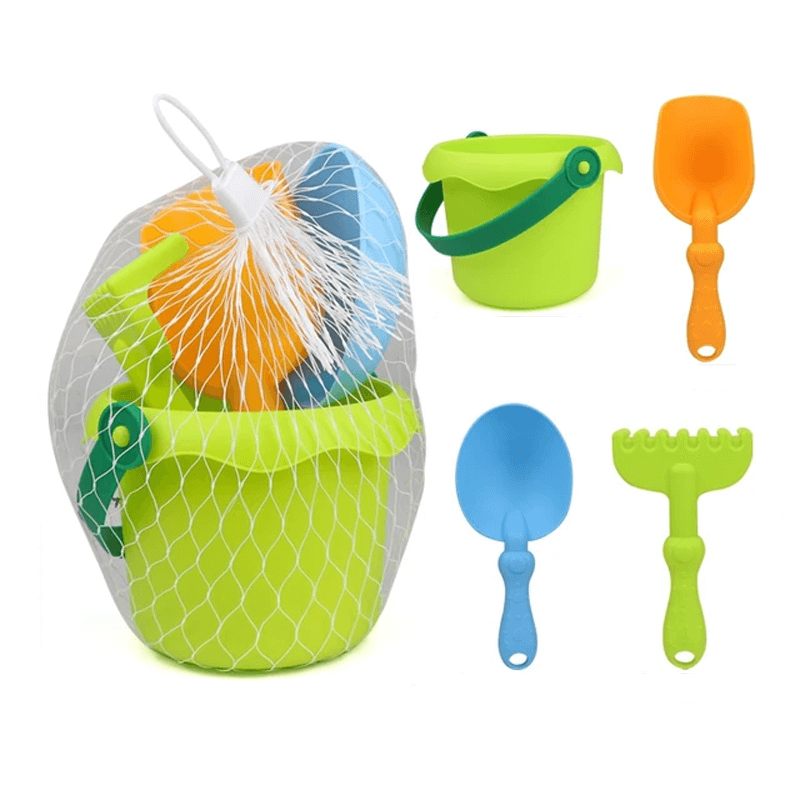 Interaktiva Strandleksaker för Barn – Hink med Fem Tillbehör, Robust och Lärorik