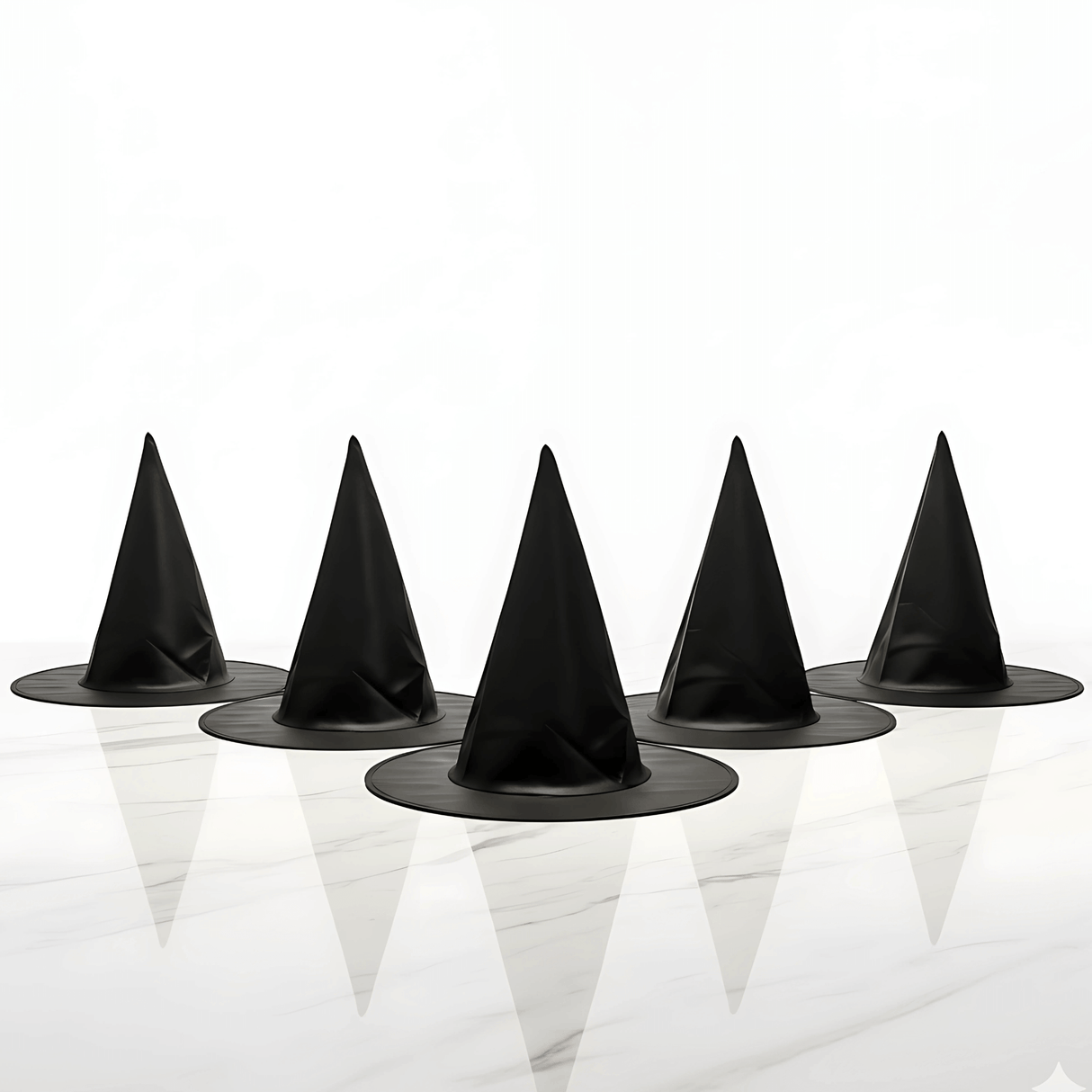 WitchGleam – Hopfällbar Halloweenhäxhatt i Svart Polyester för Maskerad, Party & Dekoration