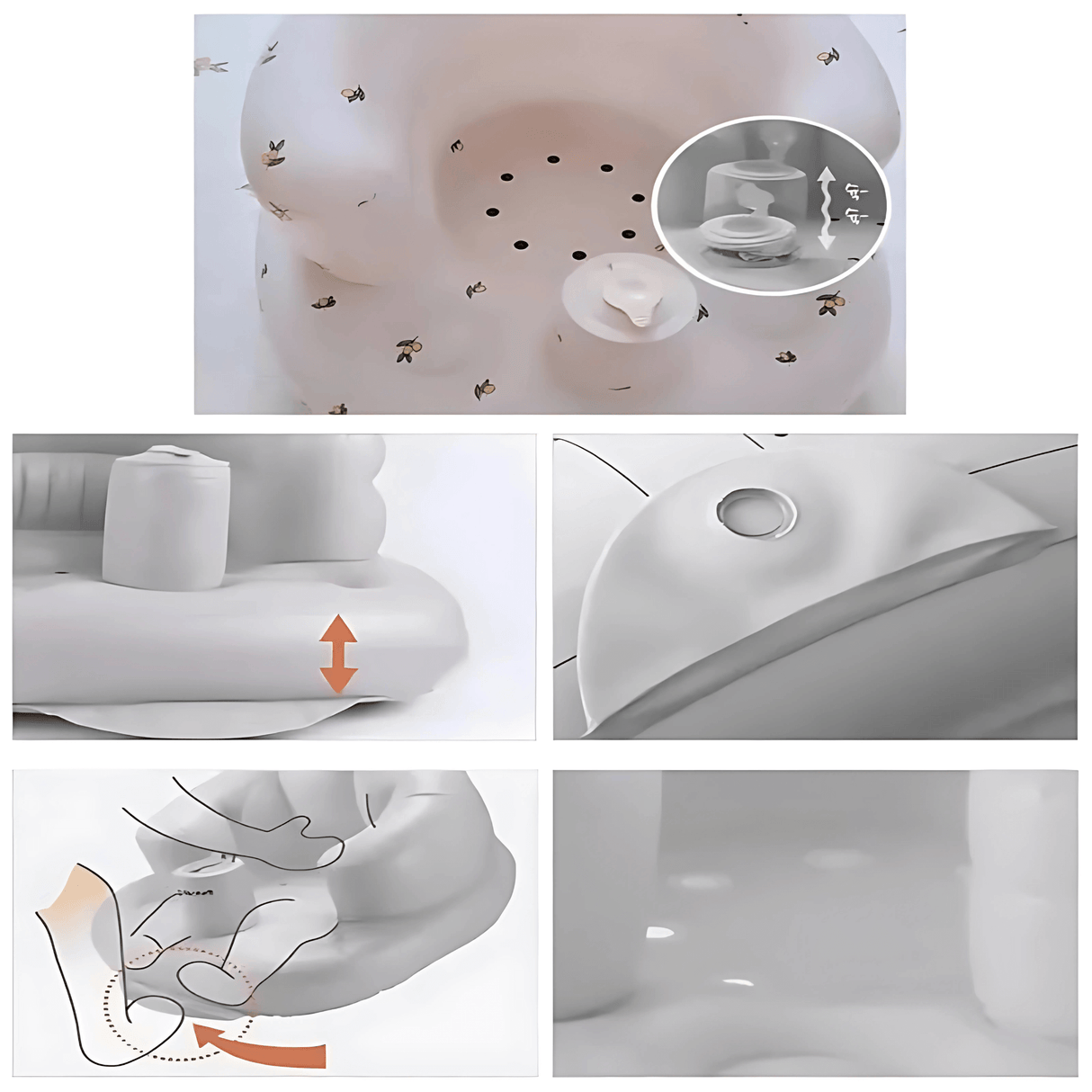 BabyNest – Uppblåsbar Babyfåtölj i PVC för Matning, Bad & Lek