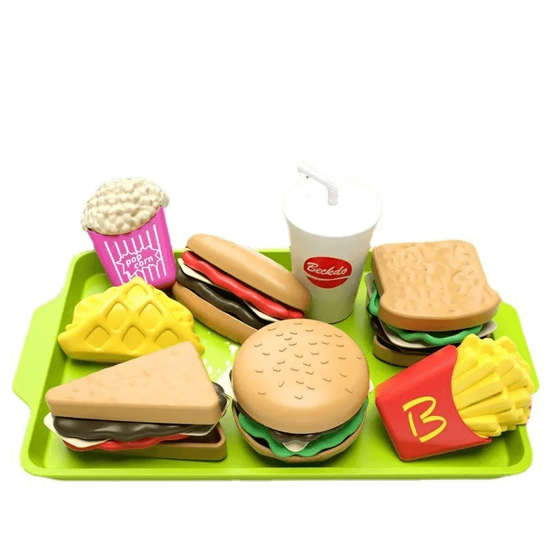 Mini Pretend Food Set – Realistisk Hamburgartallrik för Barns Rollspel
