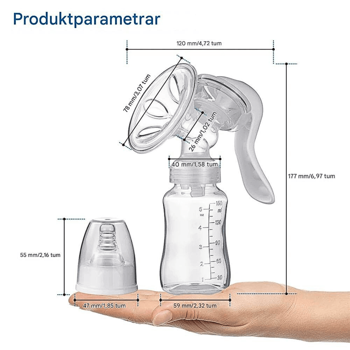 LactiMate – Manual Bröstpump i BPA-fri Silikon med Ergonomiskt Handtag & Tyst Drift