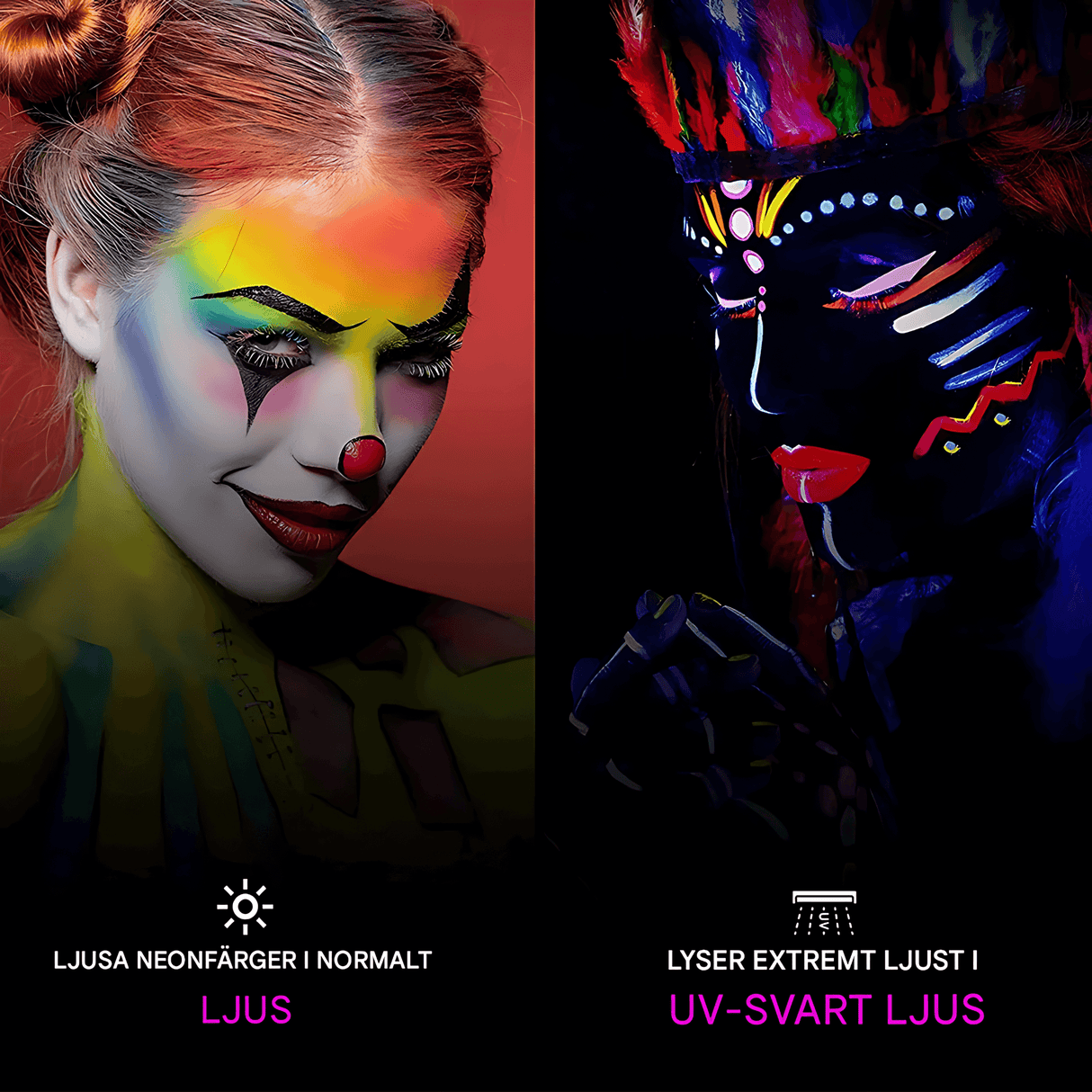 NeonAura – Halloween Neon Fluorescerende UV Body Paint Sett for Ansikt og Kropp, Glød i Mørket, Party & Festivalfarge