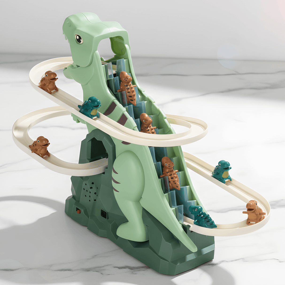 DinoQuest – Elektrisk Dinosaurierutschkana med Automatisk Klättertrappa, Ljus & Musik för Barn