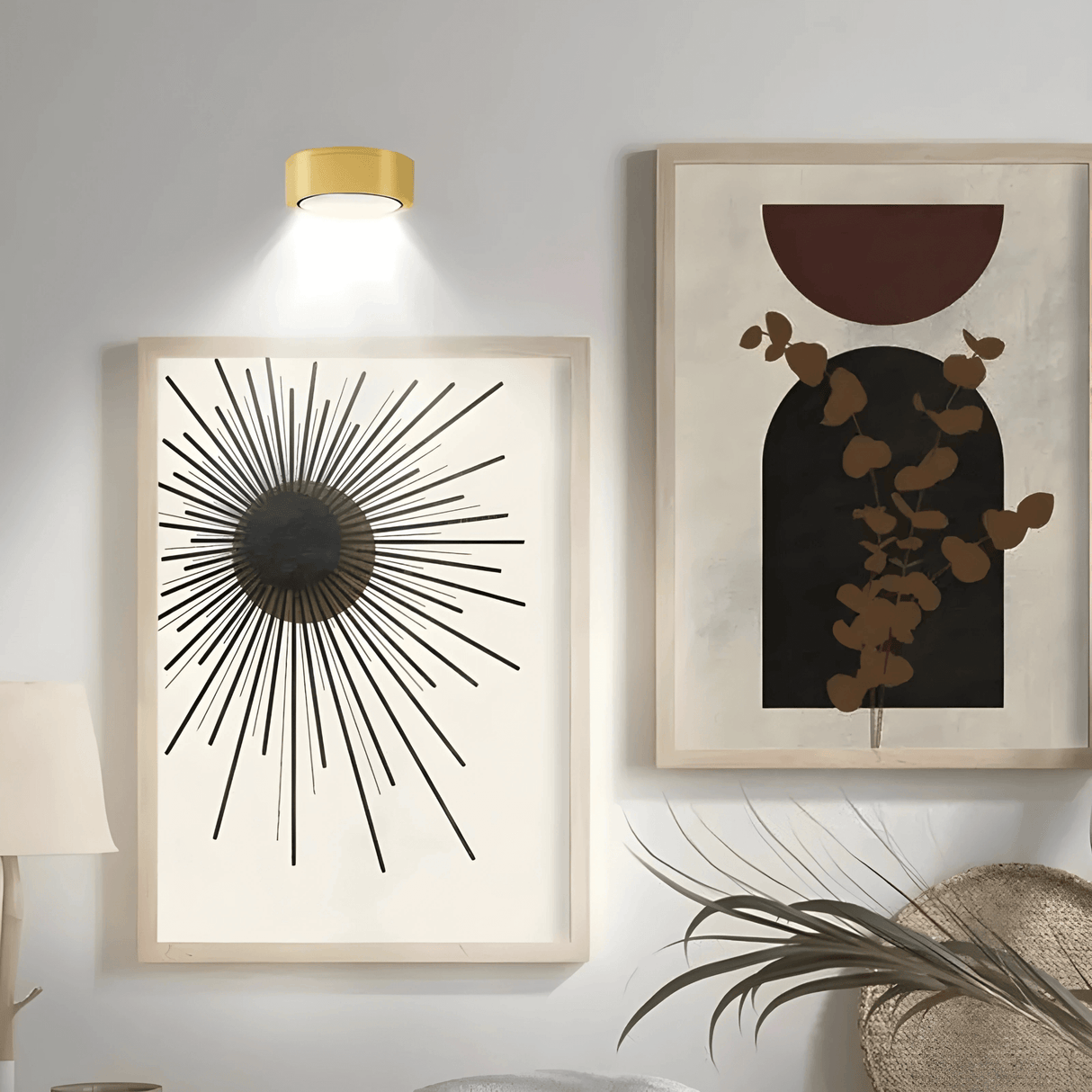 LINA – 2-pakning LED-vegglamper i svart og gull med 13 fargemoduser, magnetisk feste og fjernkontroll