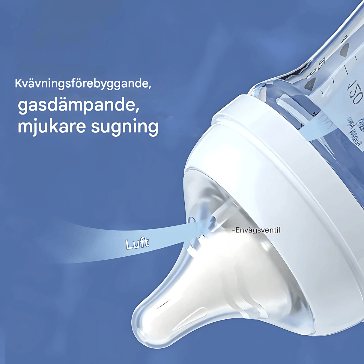 BabyFlow – Anti-Kolik Babyflaska i Glas med Mjukt Silikonnapp & Kontrollerad Flödesdesign