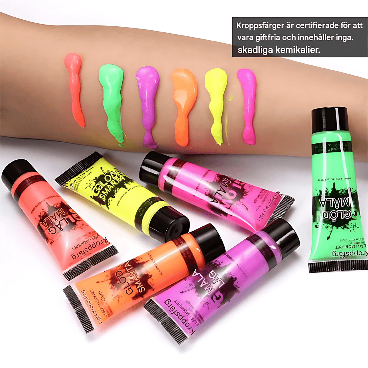 NeonAura – Halloween Neon Fluorescerende UV Body Paint Sett for Ansikt og Kropp, Glød i Mørket, Party & Festivalfarge