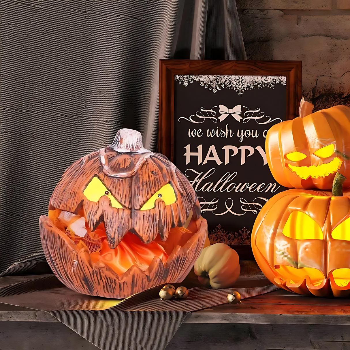 PumpkinFright – Animated Halloween Pumpa med LED-ögon & Ljudeffekter för Spökhus och Festdekoration