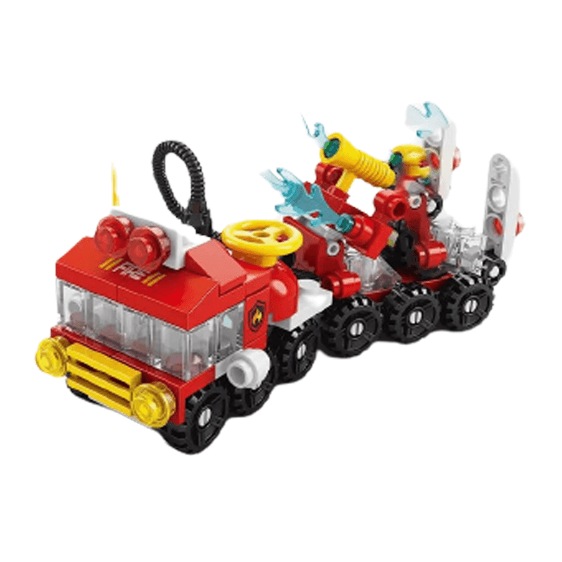 Intelligensutvecklande 6 i 1 Byggklossar – Brandbil, Polisbil och Ingenjörsfordon