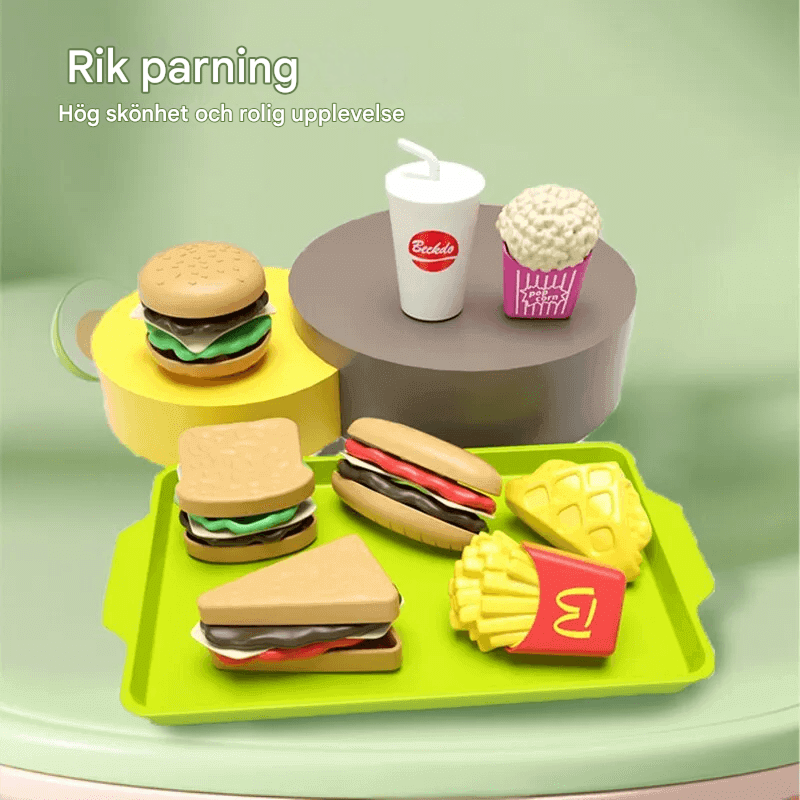 Mini Pretend Food Set – Realistisk Hamburgartallrik för Barns Rollspel