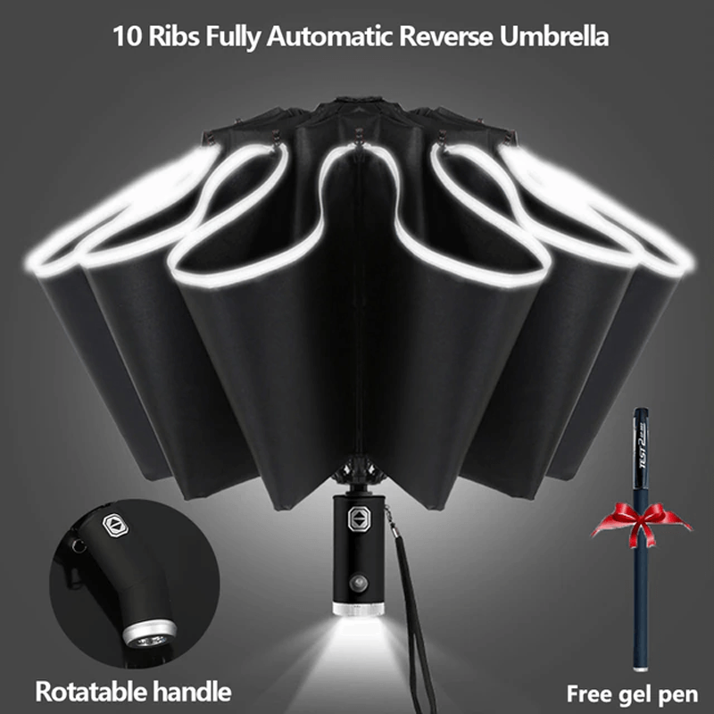 Parapluie pliable avec lampe de poche LED
