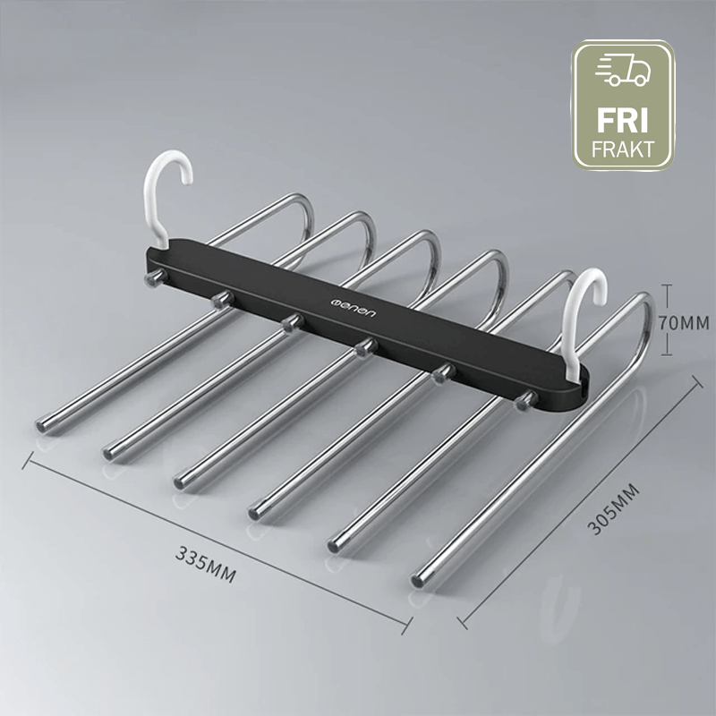 6-i-1 Hopfällbar Byxhängare i Rostfritt Stål | Multifunktionell Klädhängare för Garderob & Resa – Spara Utrymme med Justerbara Lager