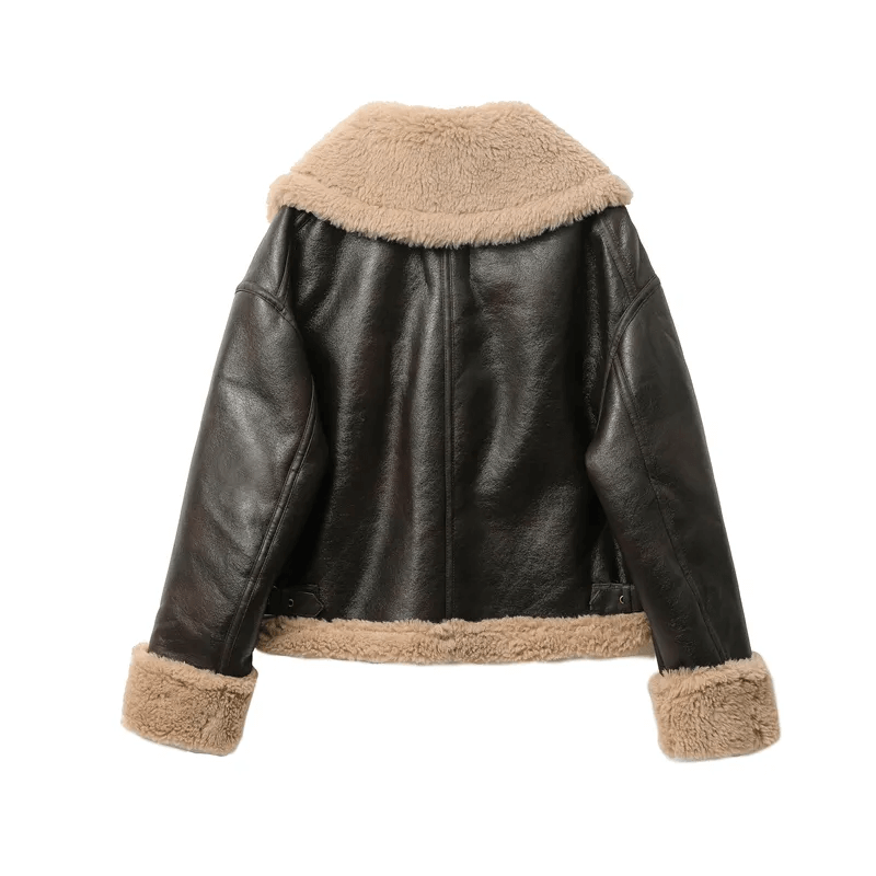 Veste en cuir marron pour femme