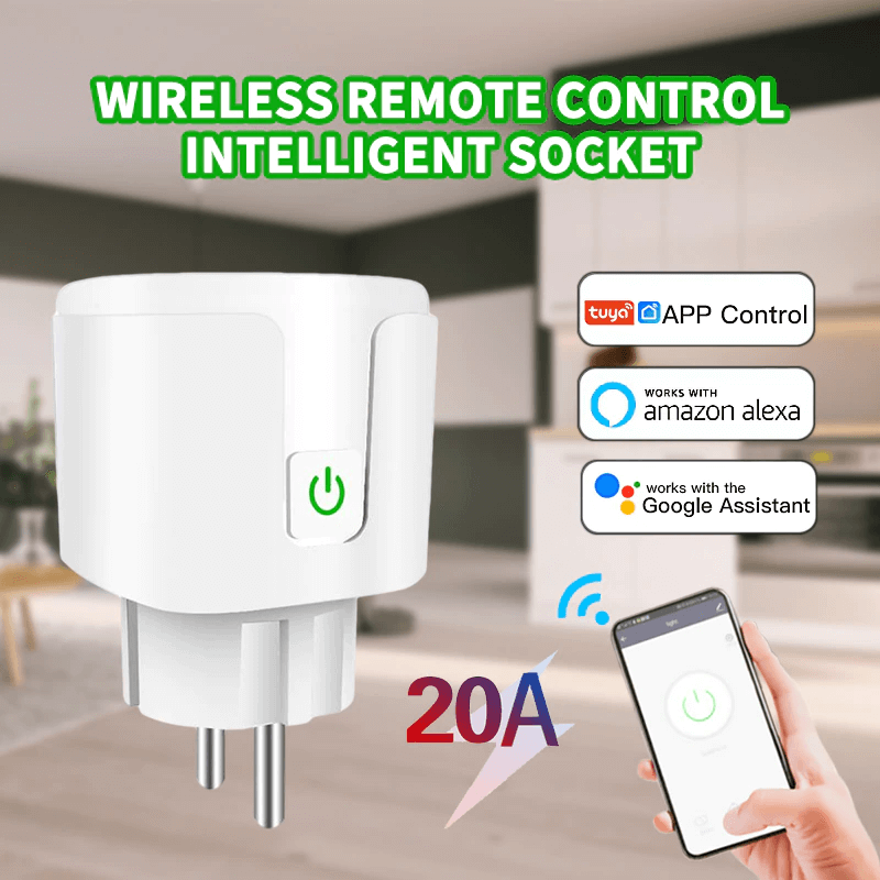 Smart WiFi-Kontakt 16A/20A – Röststyrd Uttagsadapter