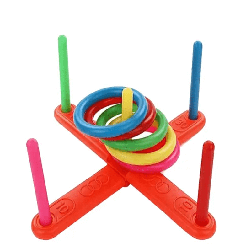 Barns Staplings- och Kastleksak – Kasta Regnbågsringar för Motorik och Koordination