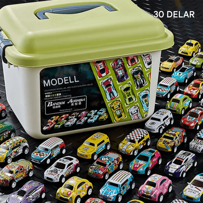 30st Legeringsracerbilar med Förvaringslåda – Racerleksaker för Barn