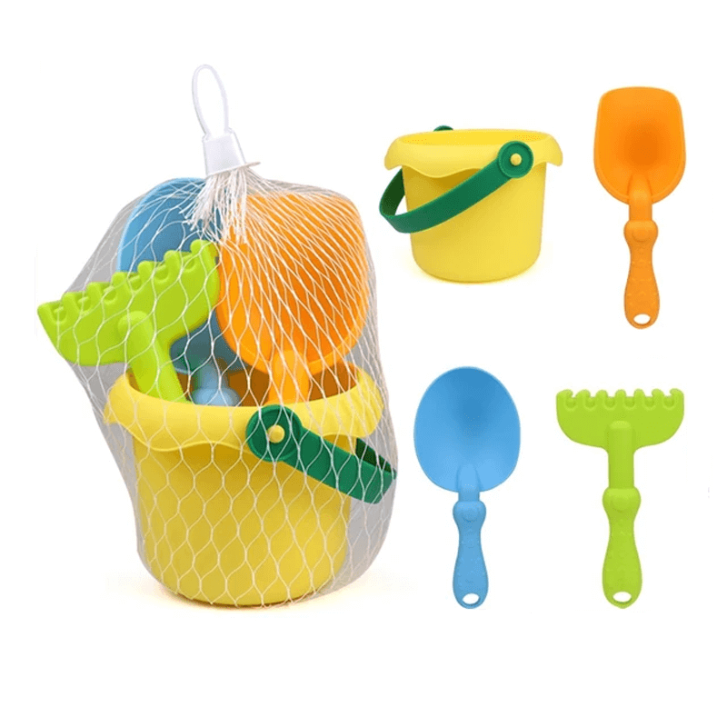Interaktiva Strandleksaker för Barn – Hink med Fem Tillbehör, Robust och Lärorik