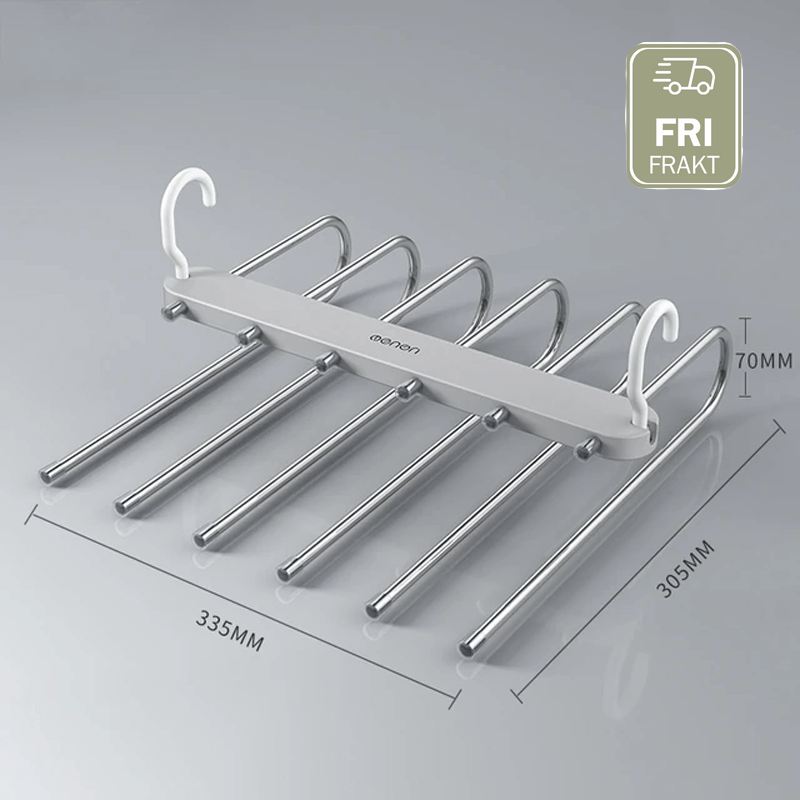 6-i-1 Hopfällbar Byxhängare i Rostfritt Stål | Multifunktionell Klädhängare för Garderob & Resa – Spara Utrymme med Justerbara Lager