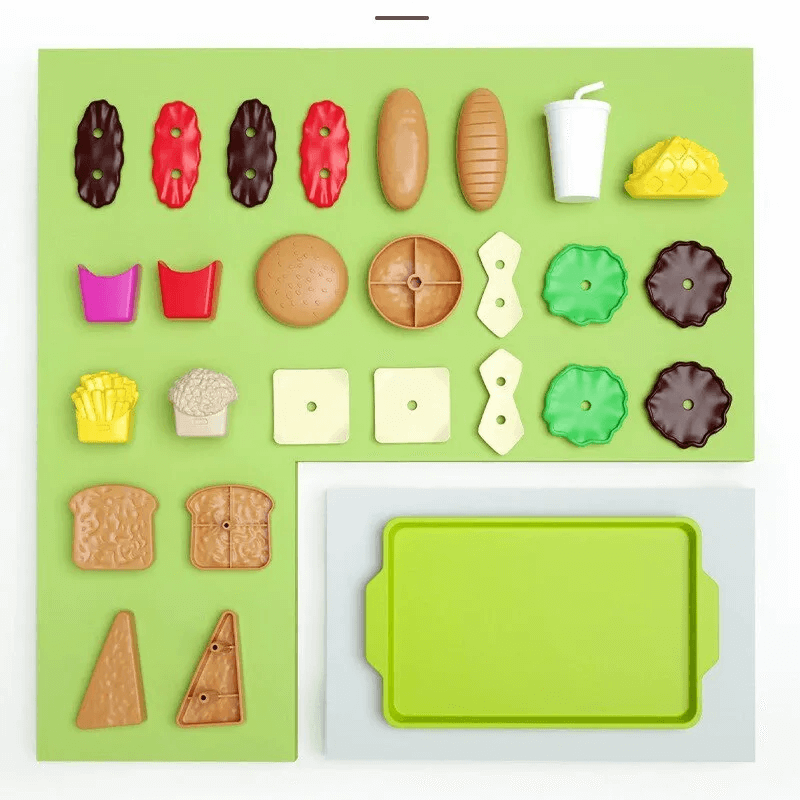 Mini Pretend Food Set – Realistisk Hamburgartallrik för Barns Rollspel