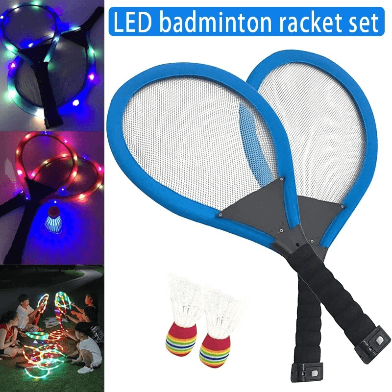 ShuttleGlow - Upplyst Badmintonset med LED-racketar för Utomhusspel