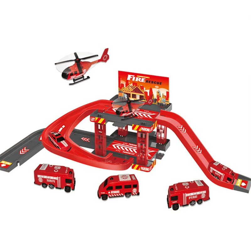 Bil Parkeringshus Leksaksset – Fri Montering med Flera Leksaksbilar och Olika Stilar