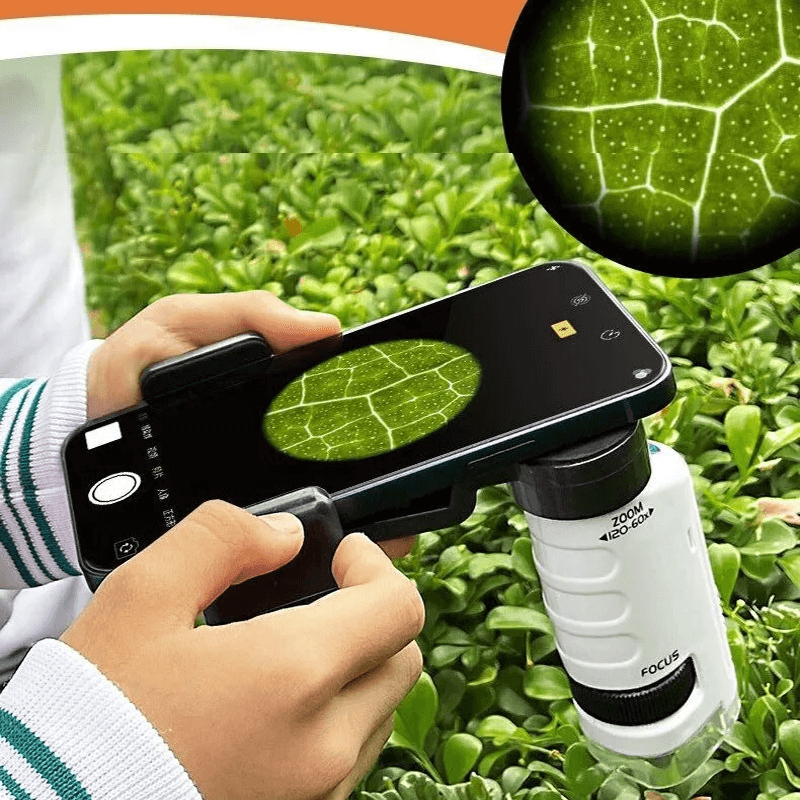 Portabel Barnmikroskop Leksak – Förstoring 60X-120X med LED