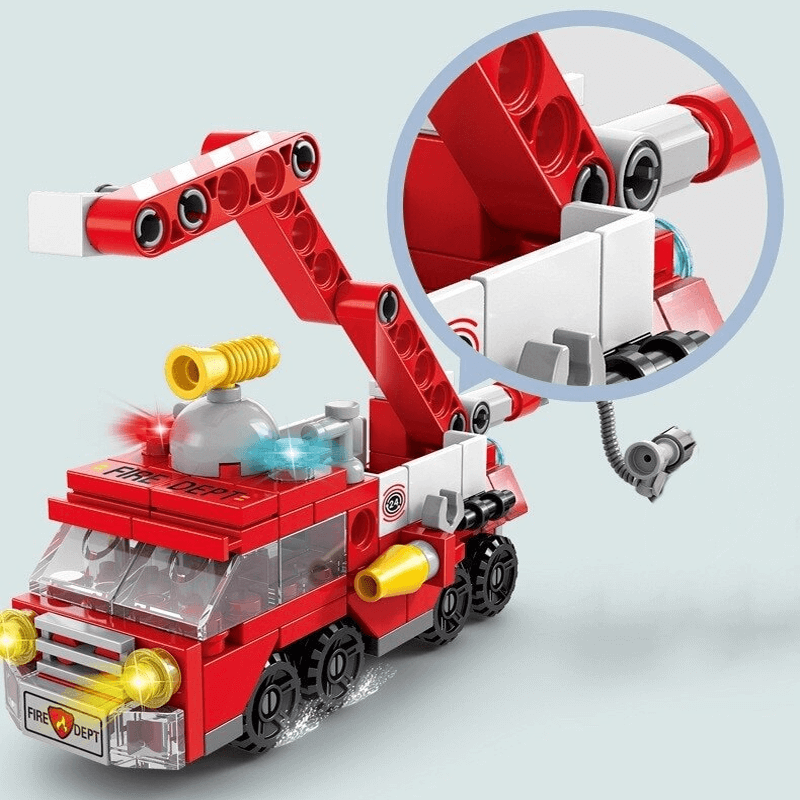 6-i-1 Byggklossar Fordonsset för Barn | Brandbil, Stridsvagn & Helikopter – STEM Leksak för Kreativ Lek & Lärande (6–10 år)