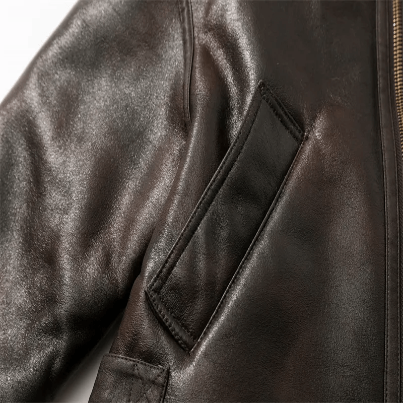 Veste en cuir marron pour femme