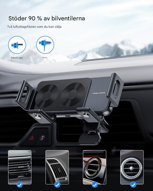 ChargeMount - Justerbar Smart Biltelefonhållare med 15W Trådlös Laddningsplatta för Fällbara Skärmar