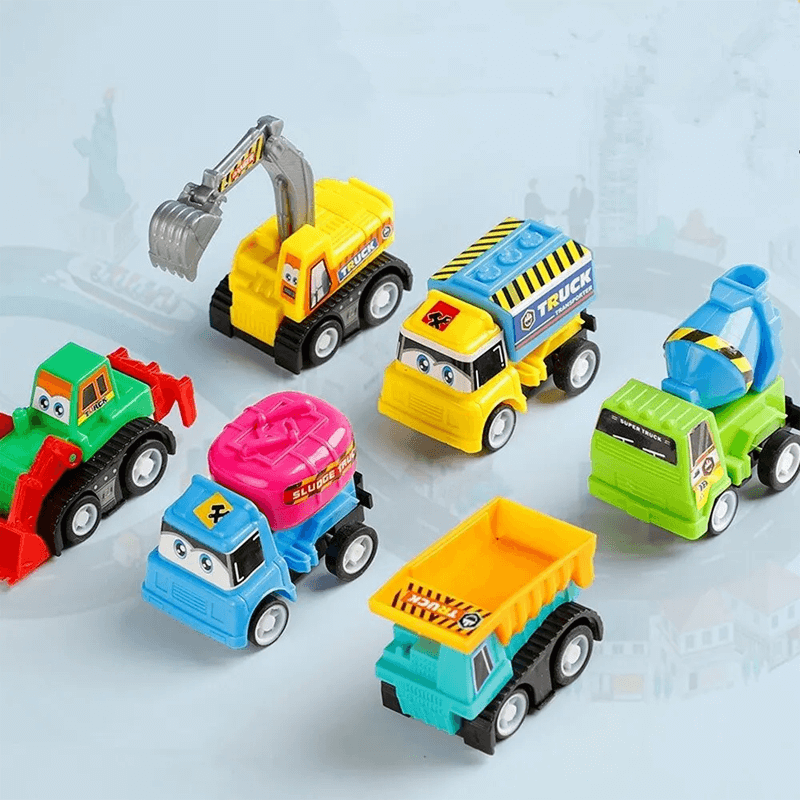 6-pack Mini Ingenjörsbilar – Hållbara Diecast Leksaker