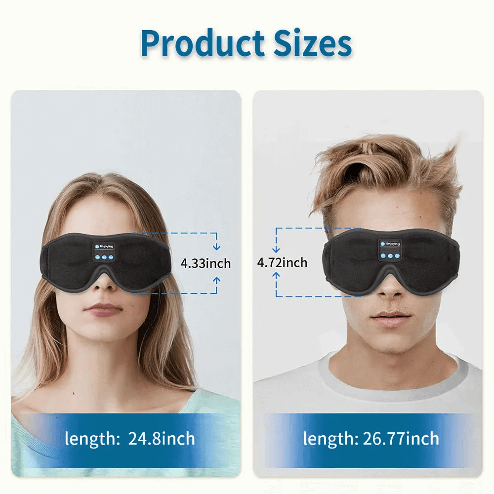 Snoozeit.™ - Bluetooth Sovmask med HD-högtalare - 3D Sovhörlurar med Autoavstängning | Trådlös Bluetooth 5.0