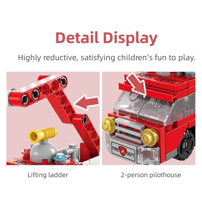 6-i-1 Byggklossar Fordonsset för Barn | Brandbil, Stridsvagn & Helikopter – STEM Leksak för Kreativ Lek & Lärande (6–10 år)