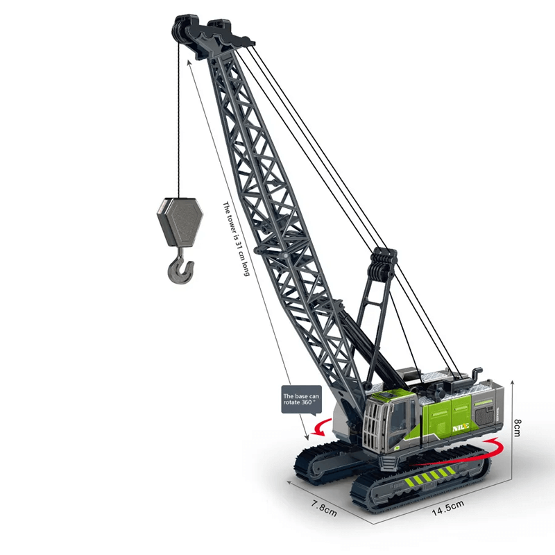 Byggnadsfordon Leksak 1:50 – Simulerad Grävmaskin, Kran och Lastbil med Rörliga Leder