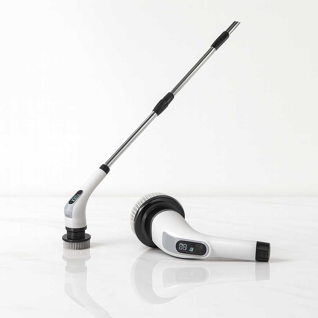 SpinClean - Brosse de nettoyage électrique 9-en-1 avec manche pour un nettoyage en douceur