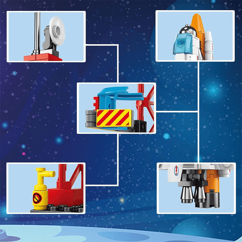 AstroPlay - Byggsats för Rymdraketer med Astronautfigur och Startrampsblock för Barn