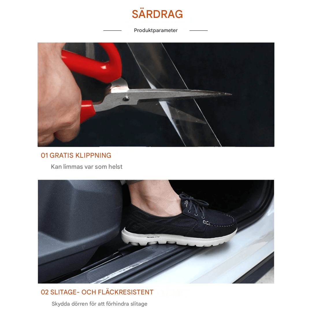 AutoSköld - Gjennomsiktig slitesterk tape for bildører og bagasjerom for å forhindre riper