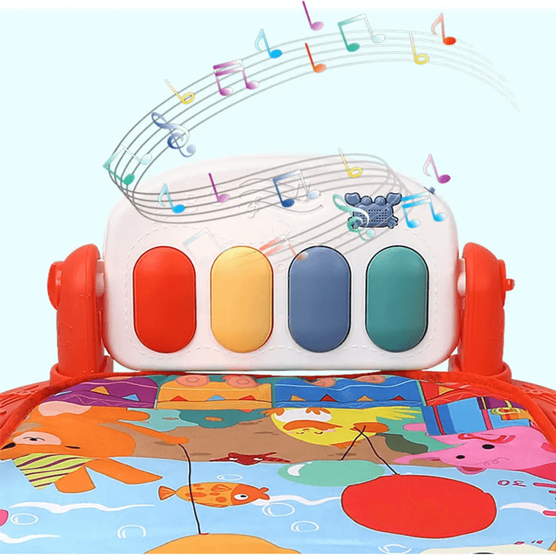 Babylekmatta med Musik & Leksaker | 3-i-1 Aktivitetsgym för Nyfödda & Spädbarn – Mjuk, Bärbar & Utvecklande Lek från 0–18 Månader