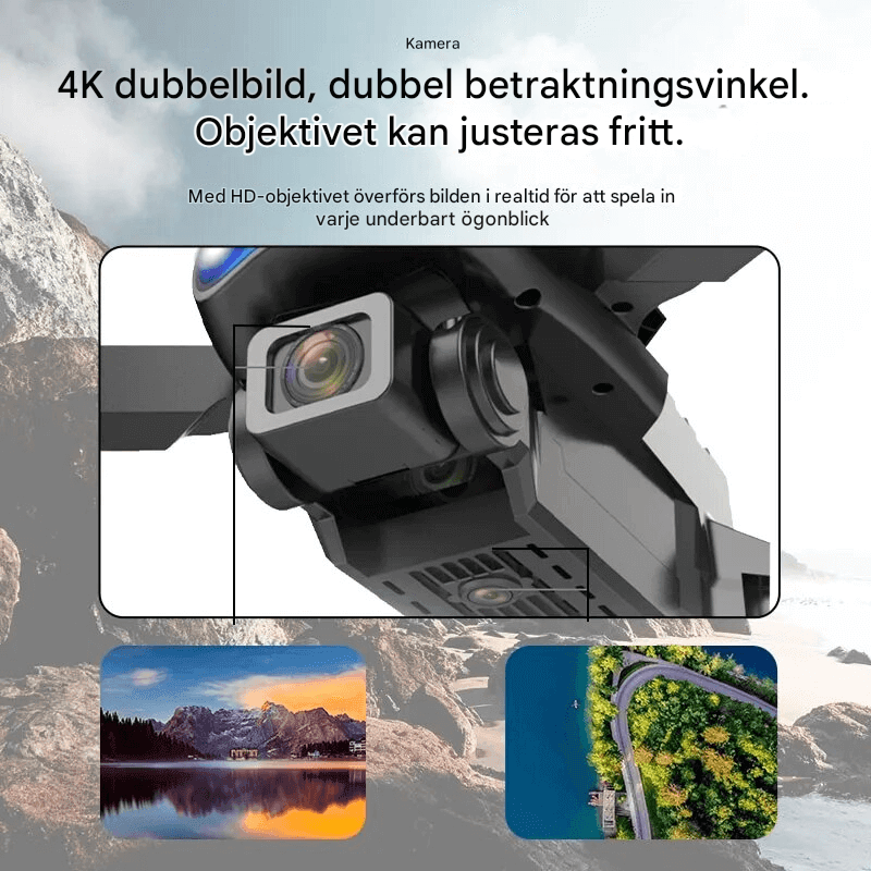 Mini Fjärrkontrollerad Drönare med 4K Kamera – Hopfällbar & Stabil Flygning
